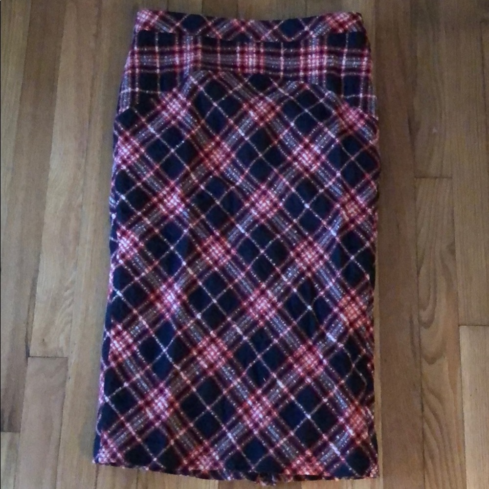 L.A.M.B. Wool Blend midi kick pleat skirt